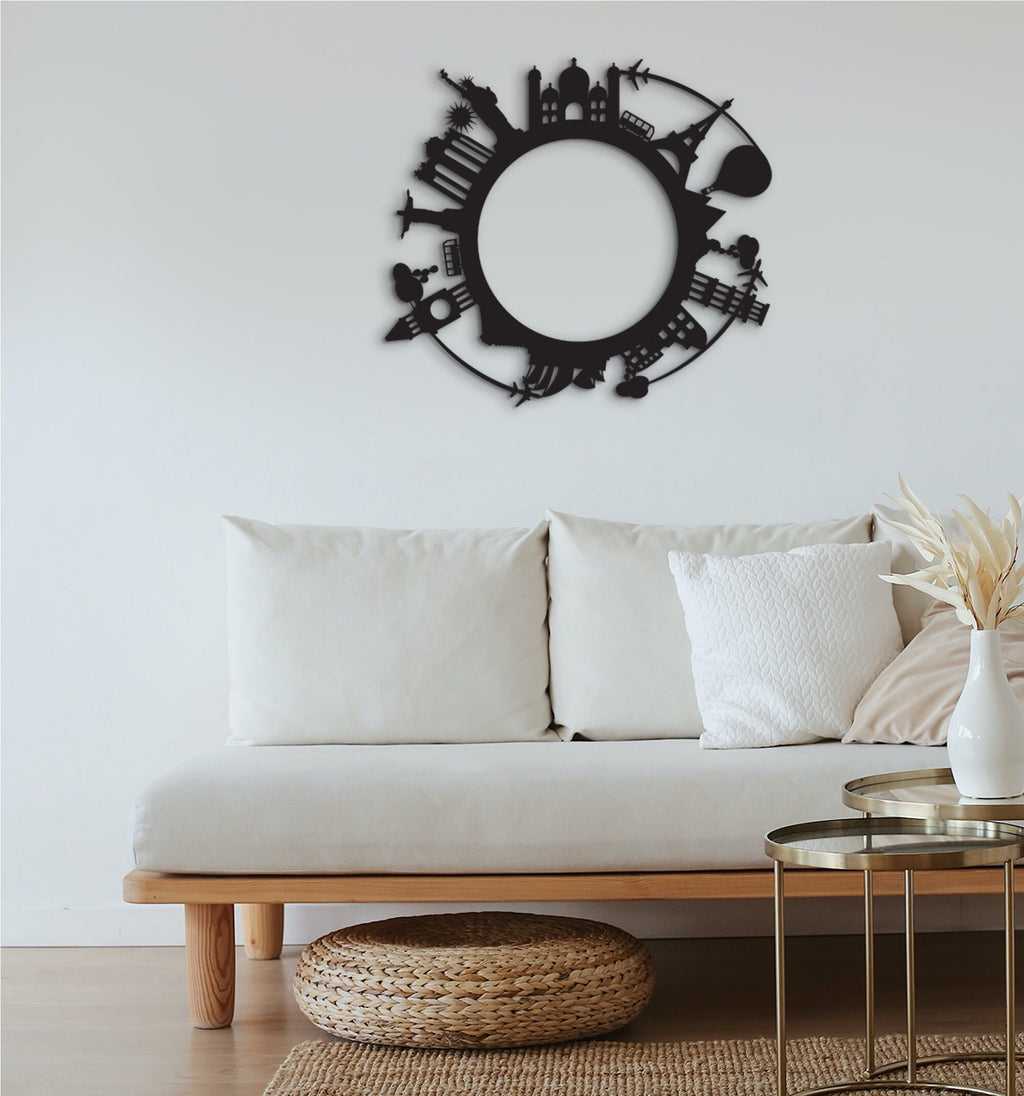 World Landmarks Wood Wall Art: Travel Sign Home Decor