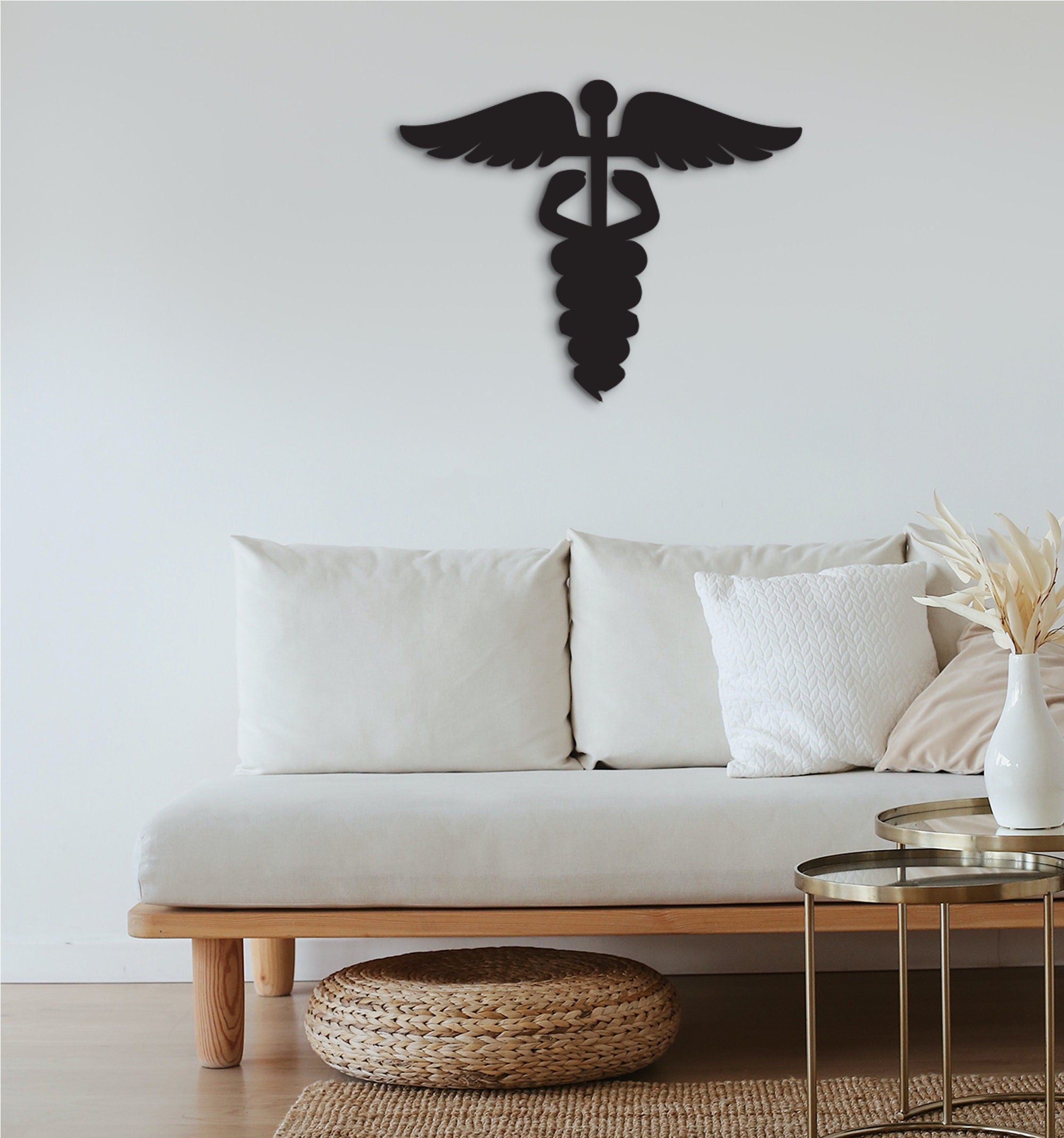 Caduceus Doctor Wood Wall Art: Medical Office Decor