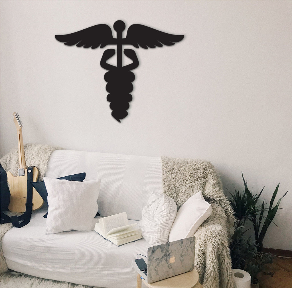 Caduceus Doctor Wood Wall Art: Medical Office Decor