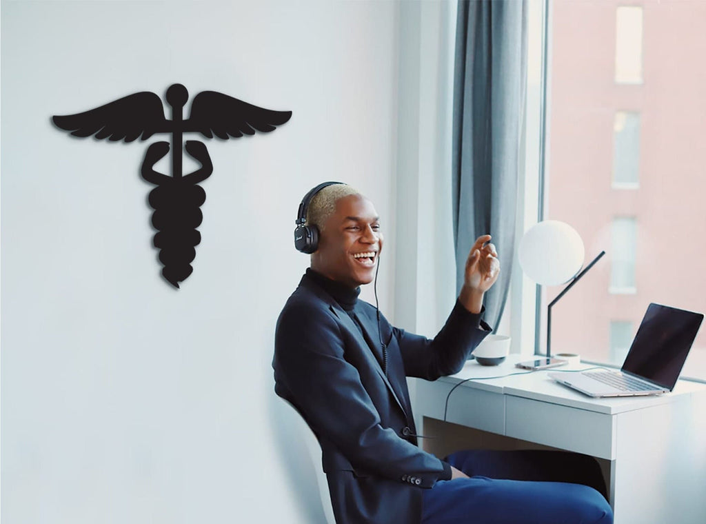 Caduceus Doctor Wood Wall Art: Medical Office Decor