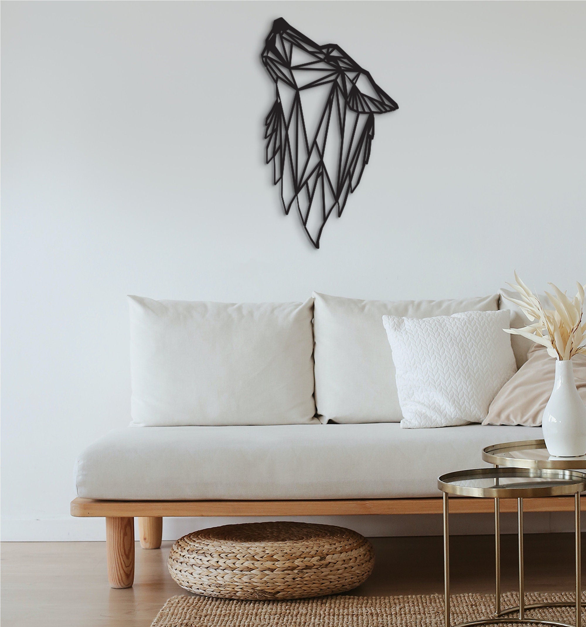 Geometric Wolf Wooden Wall Art: Modern Home Decor