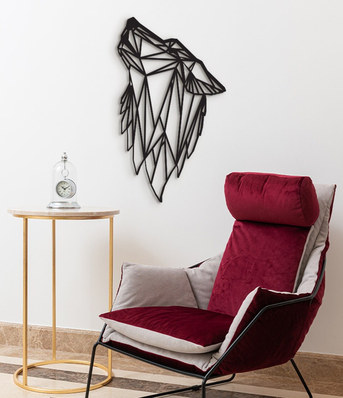 Geometric Wolf Wooden Wall Art: Modern Home Decor