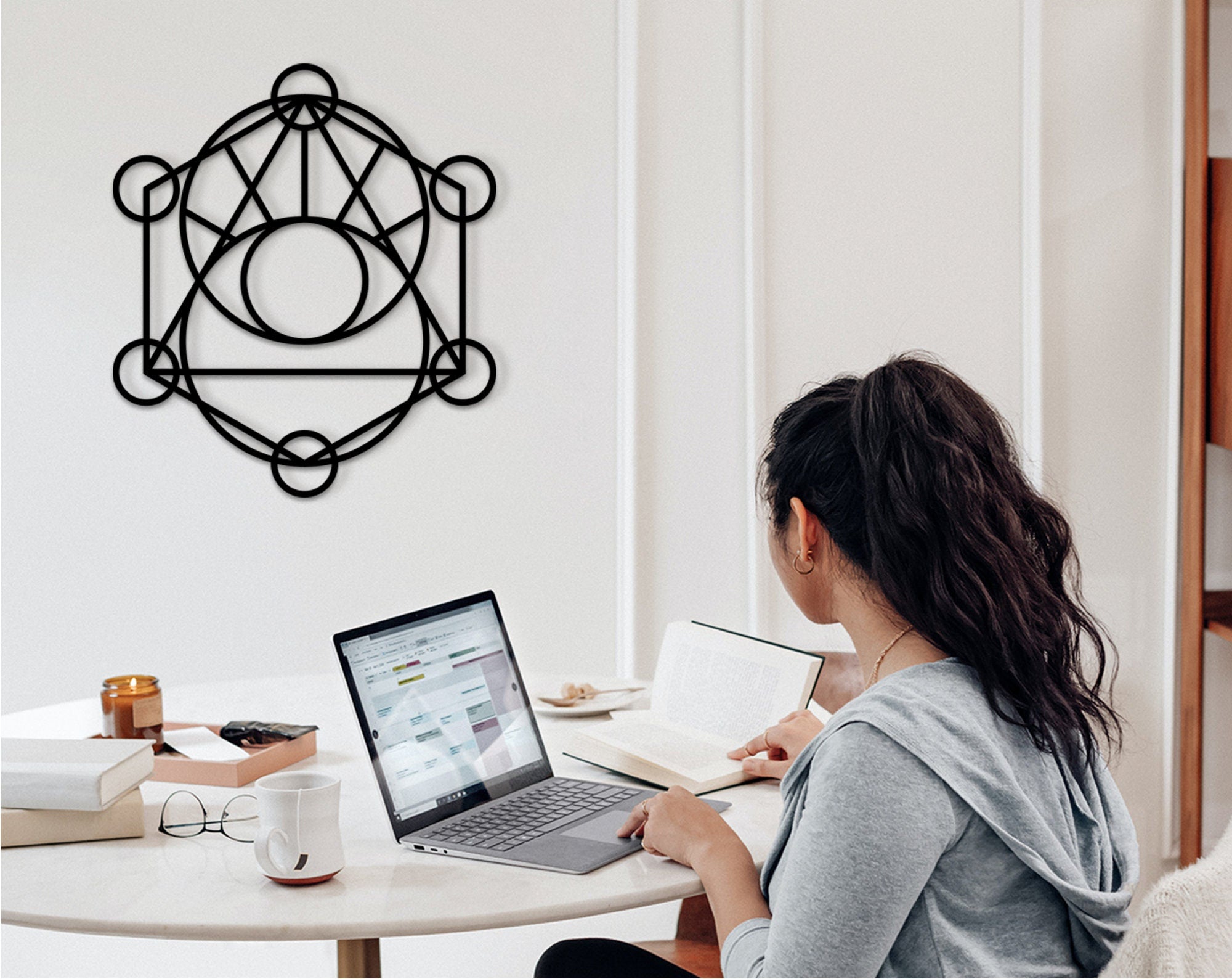 Metatron's Cube Wood Art: Sacred Geometry Wall Decor
