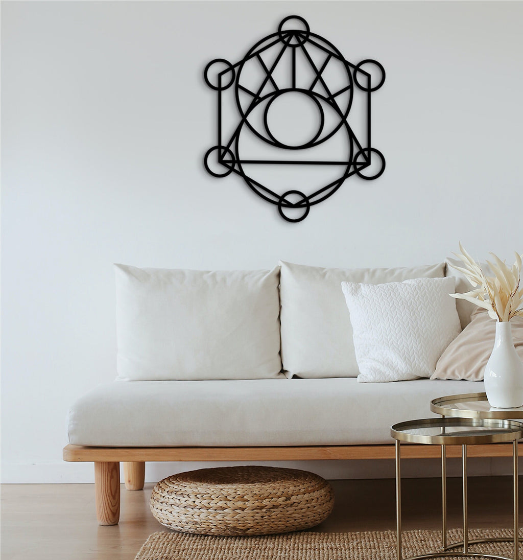 Metatron's Cube Wood Art: Sacred Geometry Wall Decor