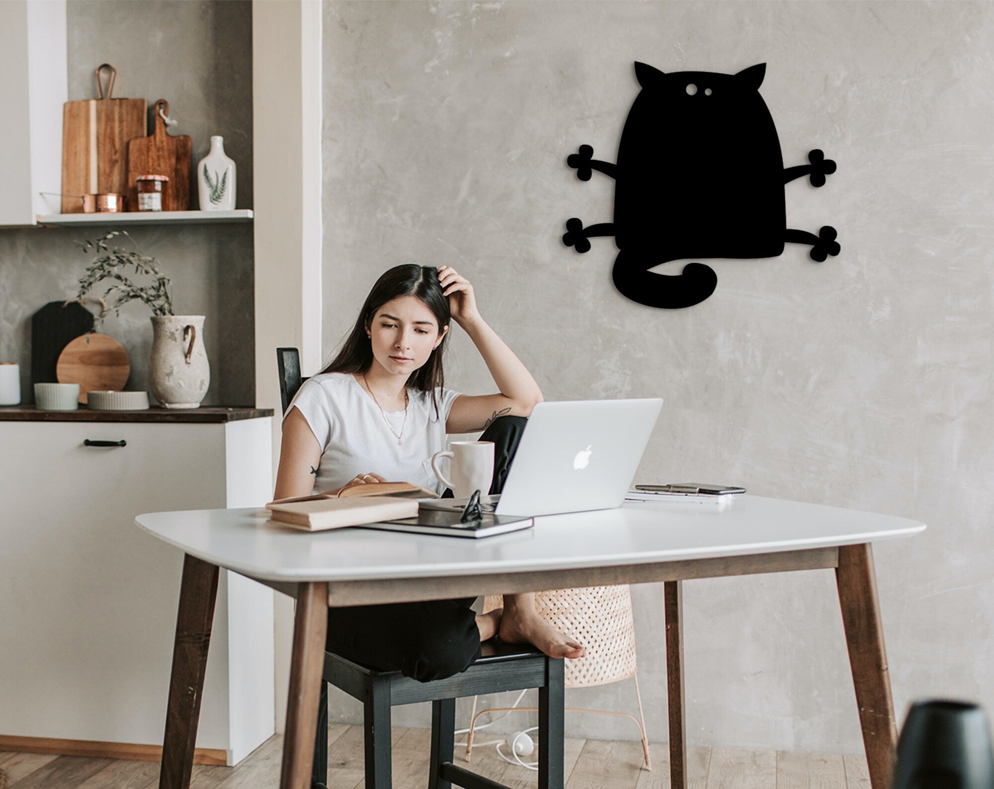 Geometric Grumpy Cat Wall Art: Laser Cut Wooden Decor