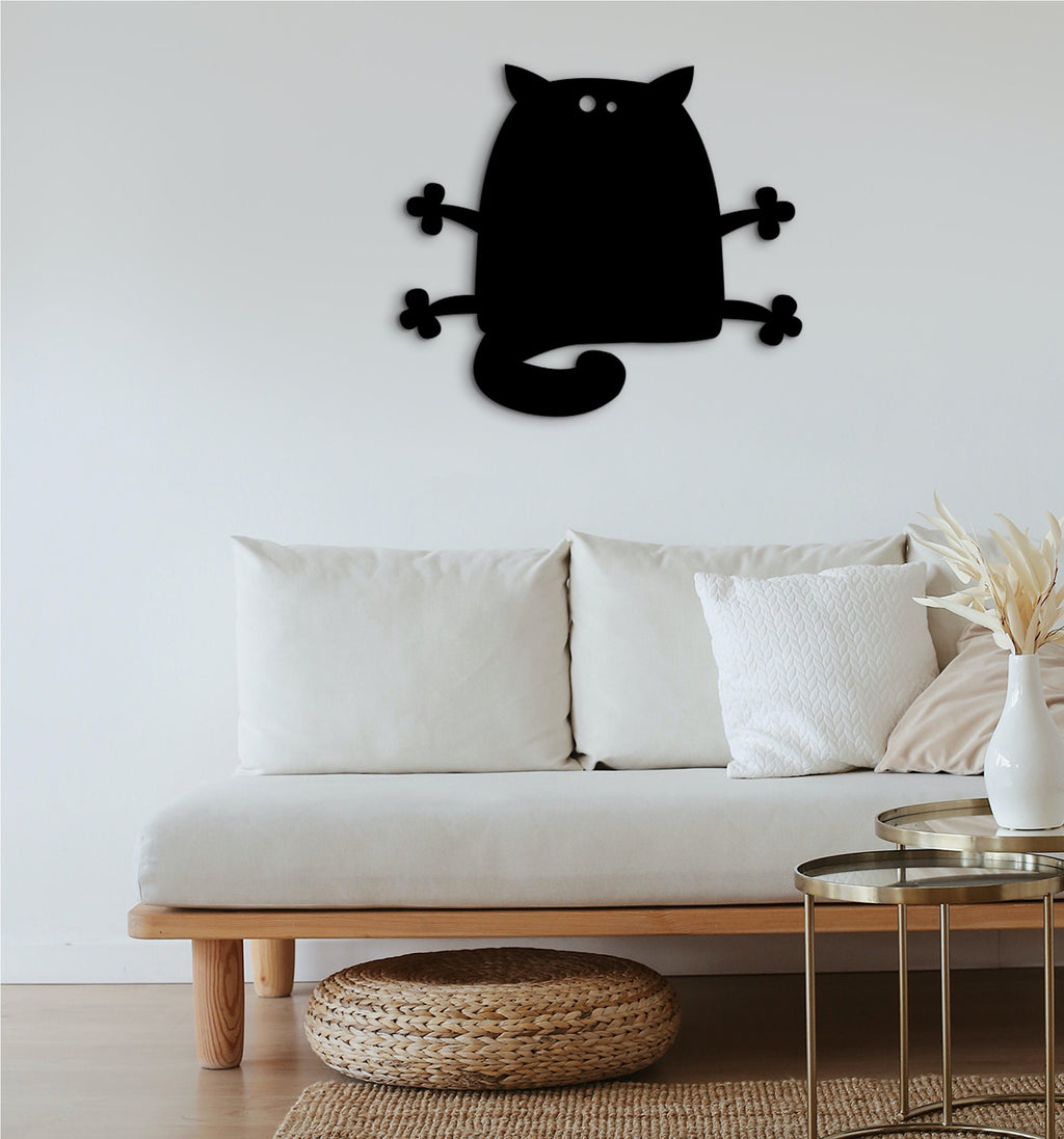 Geometric Grumpy Cat Wall Art: Laser Cut Wooden Decor