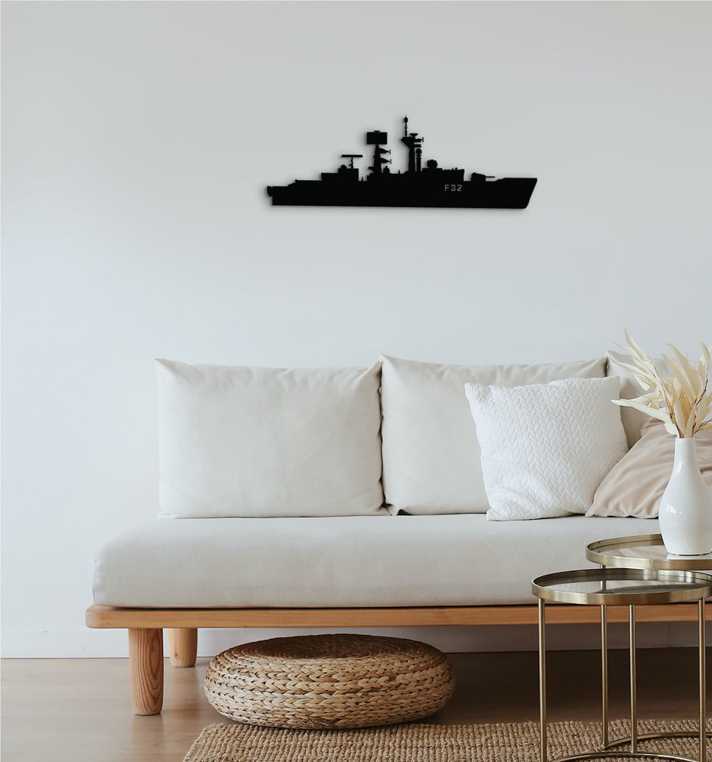 HMS Salisbury F32 Wood Ship Model: Royal Navy Wall Art