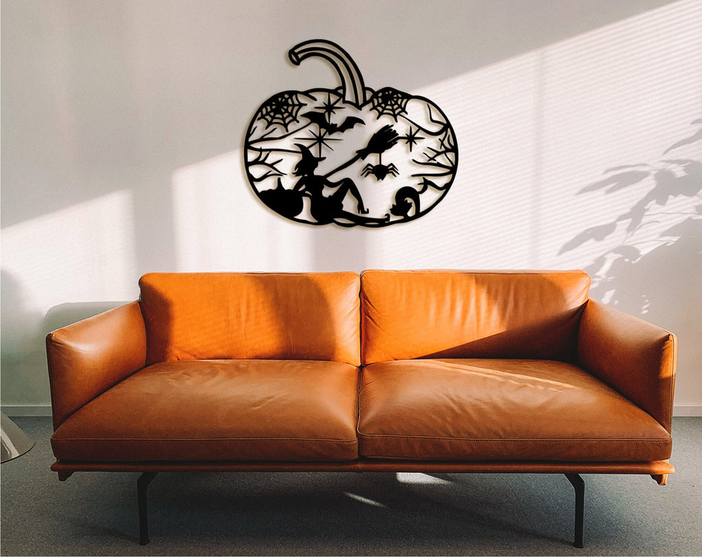 Pumpkin Witch Halloween Wood Wall Decor: Spooky Home Gift