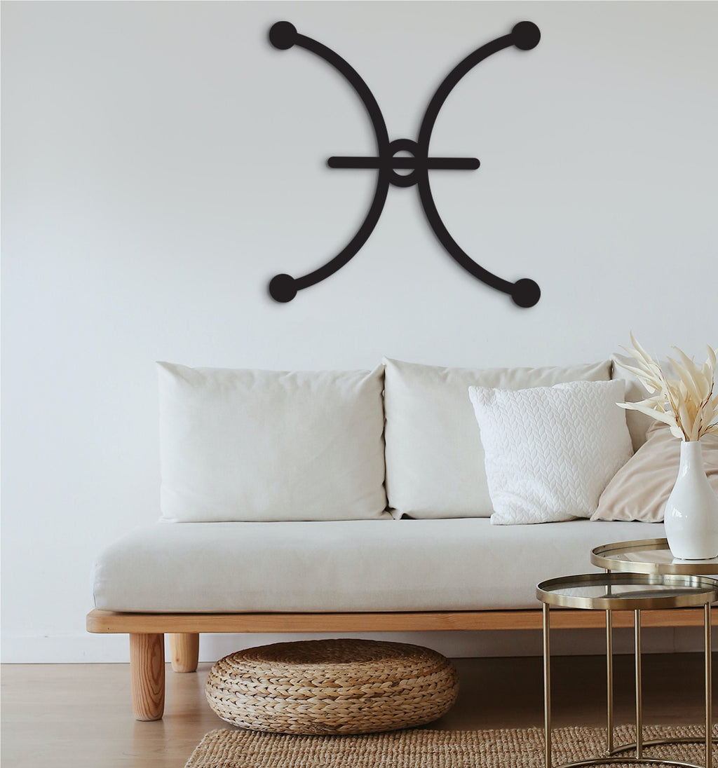 Pisces Constellation Wood Wall Art: Geometric Zodiac Sign