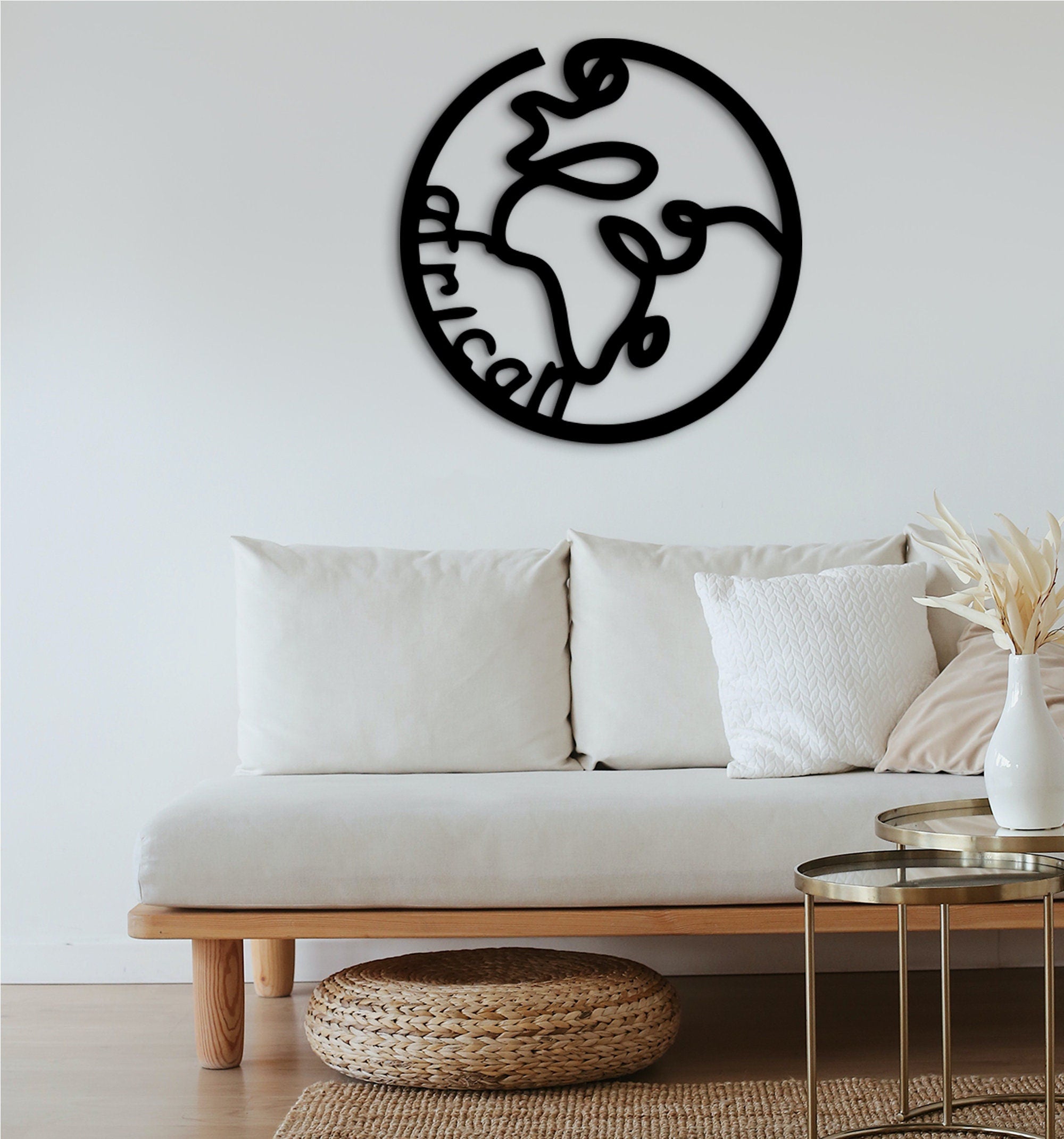 Geometric Wooden Africa Map Wall Art: 3D Shadow Decor