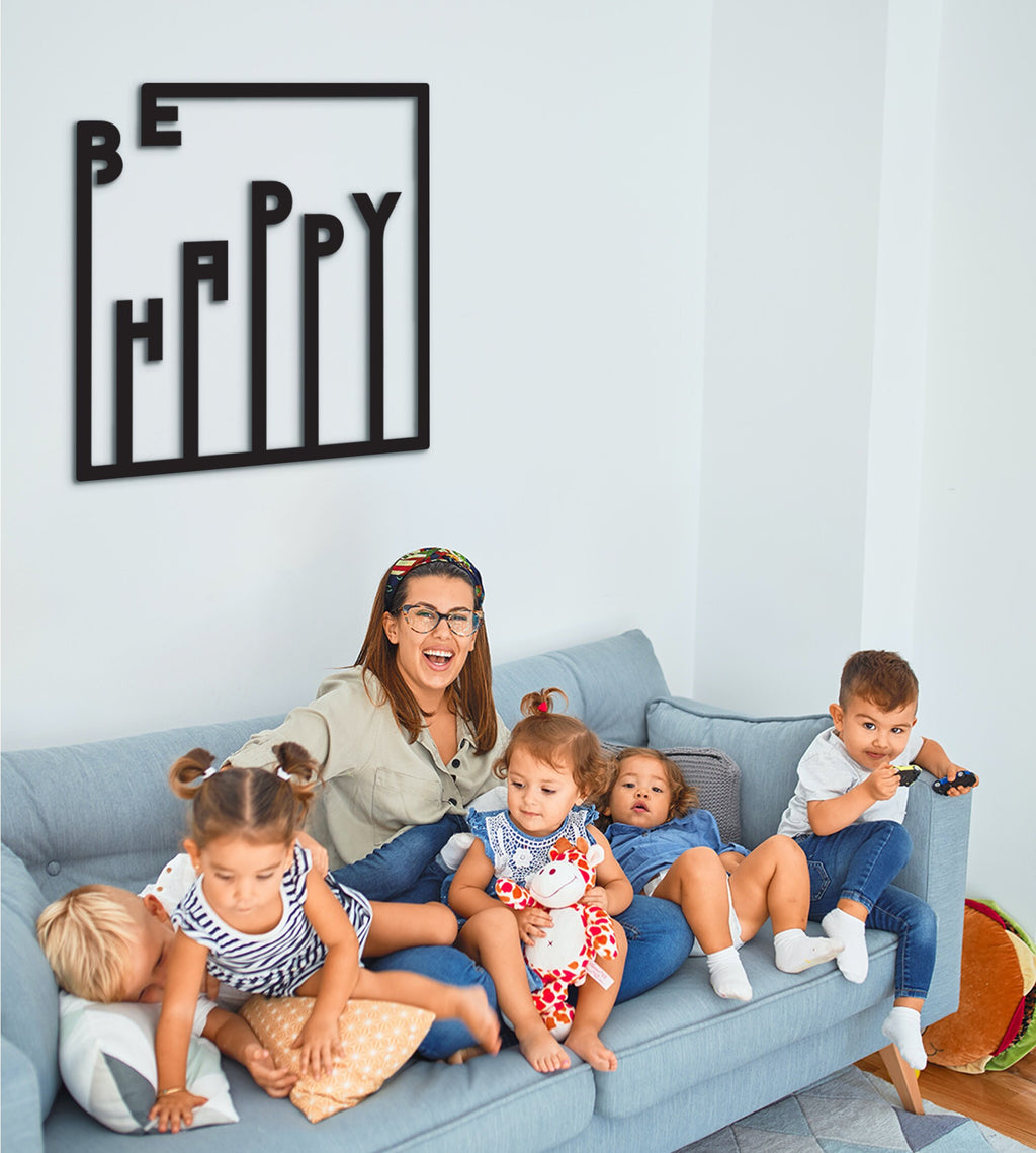 Be Happy Wood Wall Art: Laser Cut Home Decor Sign