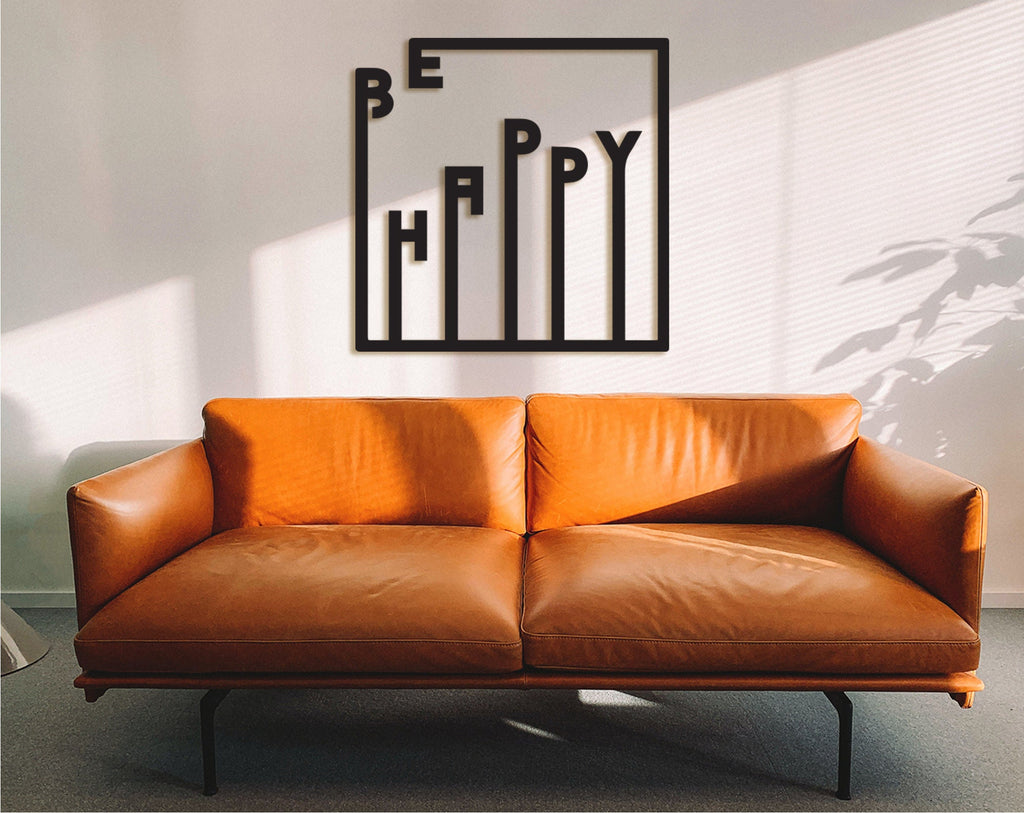 Be Happy Wood Wall Art: Laser Cut Home Decor Sign