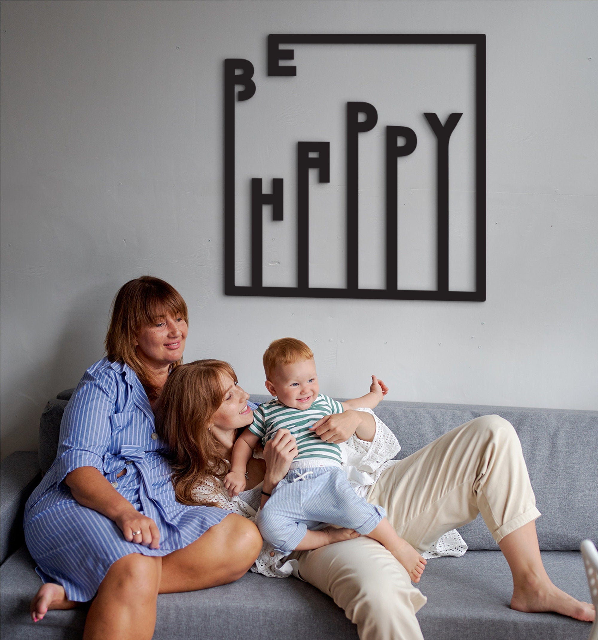Be Happy Wood Wall Art: Laser Cut Home Decor Sign