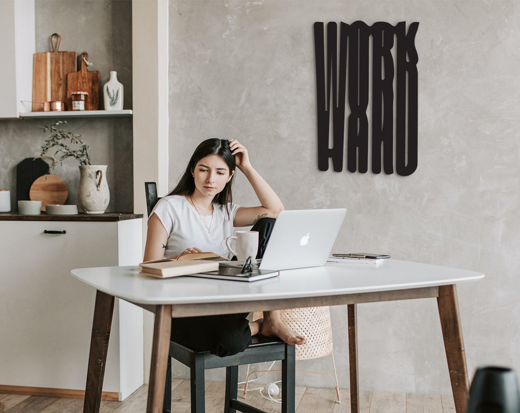 Work Hard Wood Wall Decor: Laser Cut Motivational Office Art