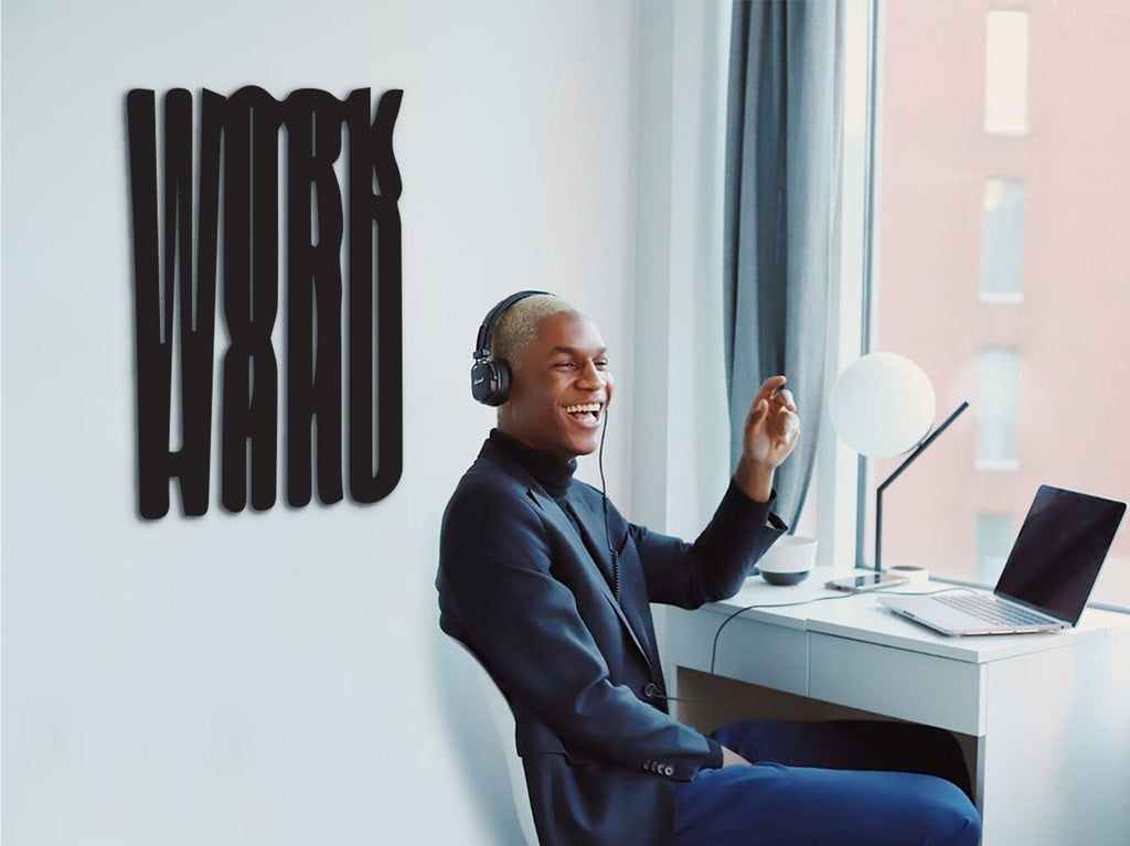 Work Hard Wood Wall Decor: Laser Cut Motivational Office Art