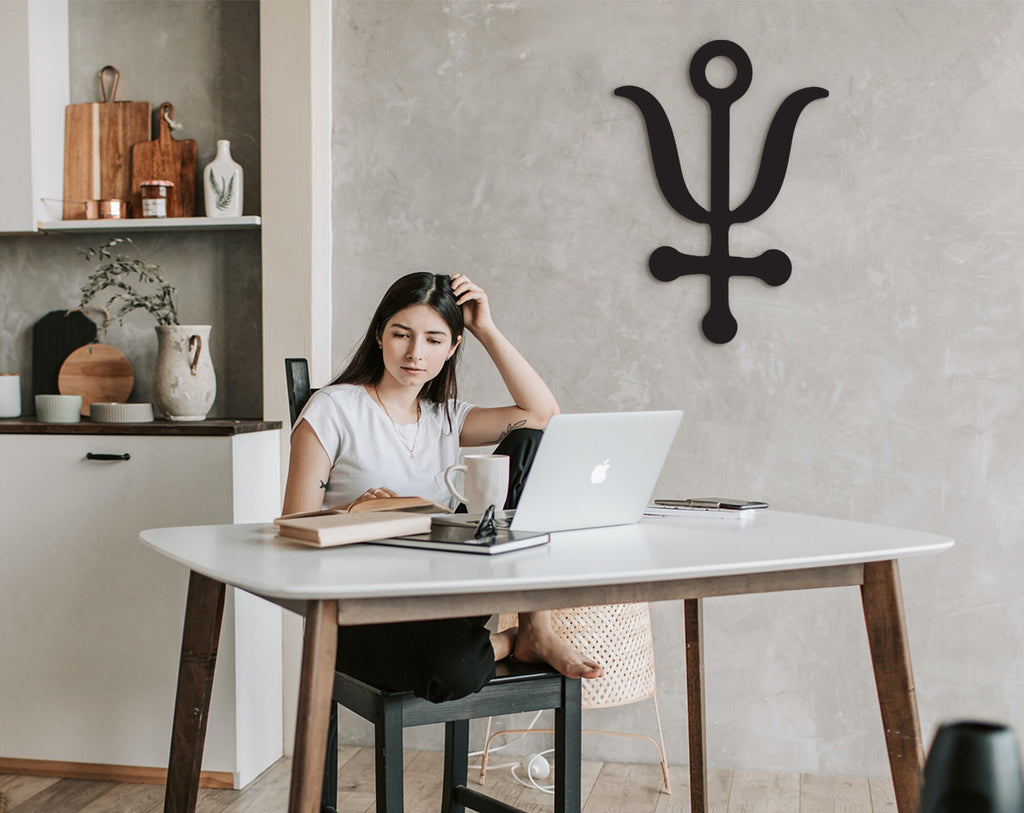 Antimony of Chaos Wood Wall Art: Alchemical Symbol Decor