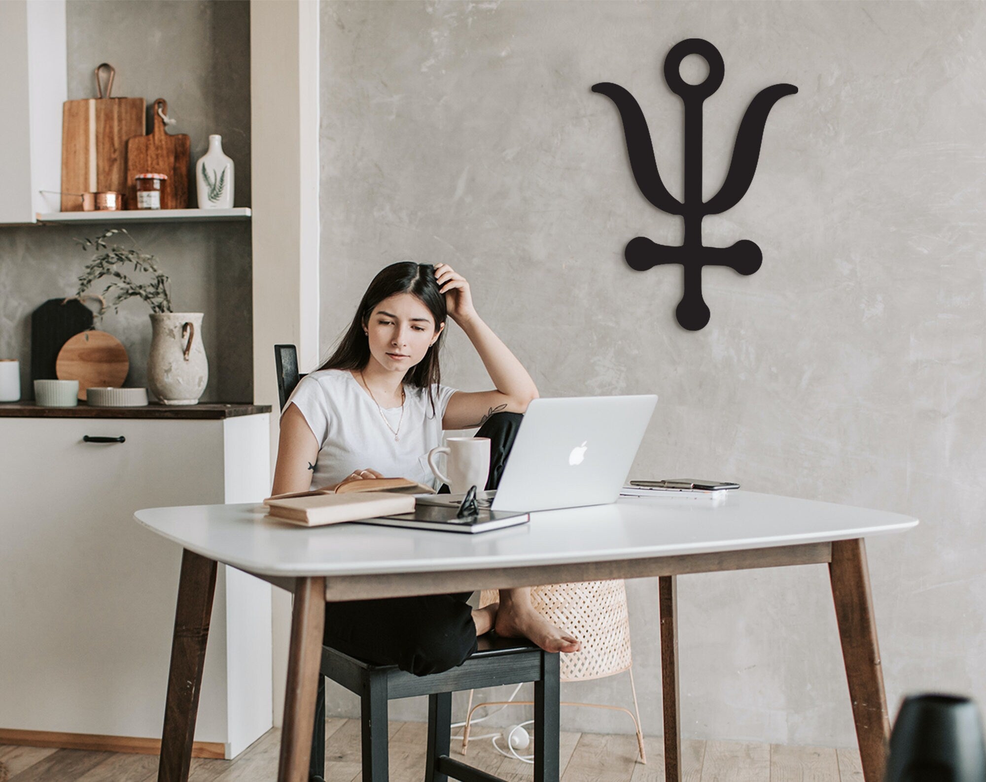 Antimony of Chaos Wood Wall Art: Alchemical Symbol Decor