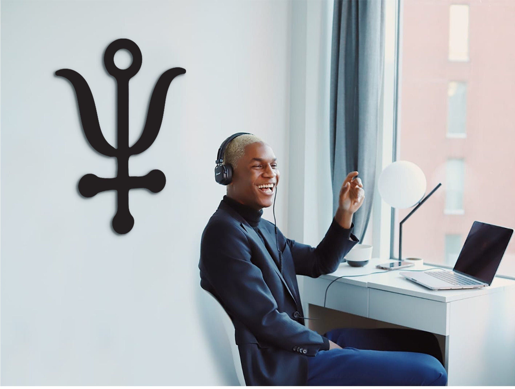 Antimony of Chaos Wood Wall Art: Alchemical Symbol Decor