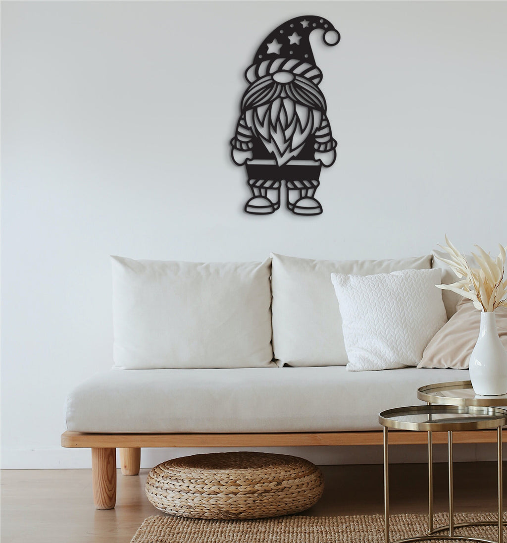 Gnomes Wood Wall Art: Geometric Laser Cut Home Decor