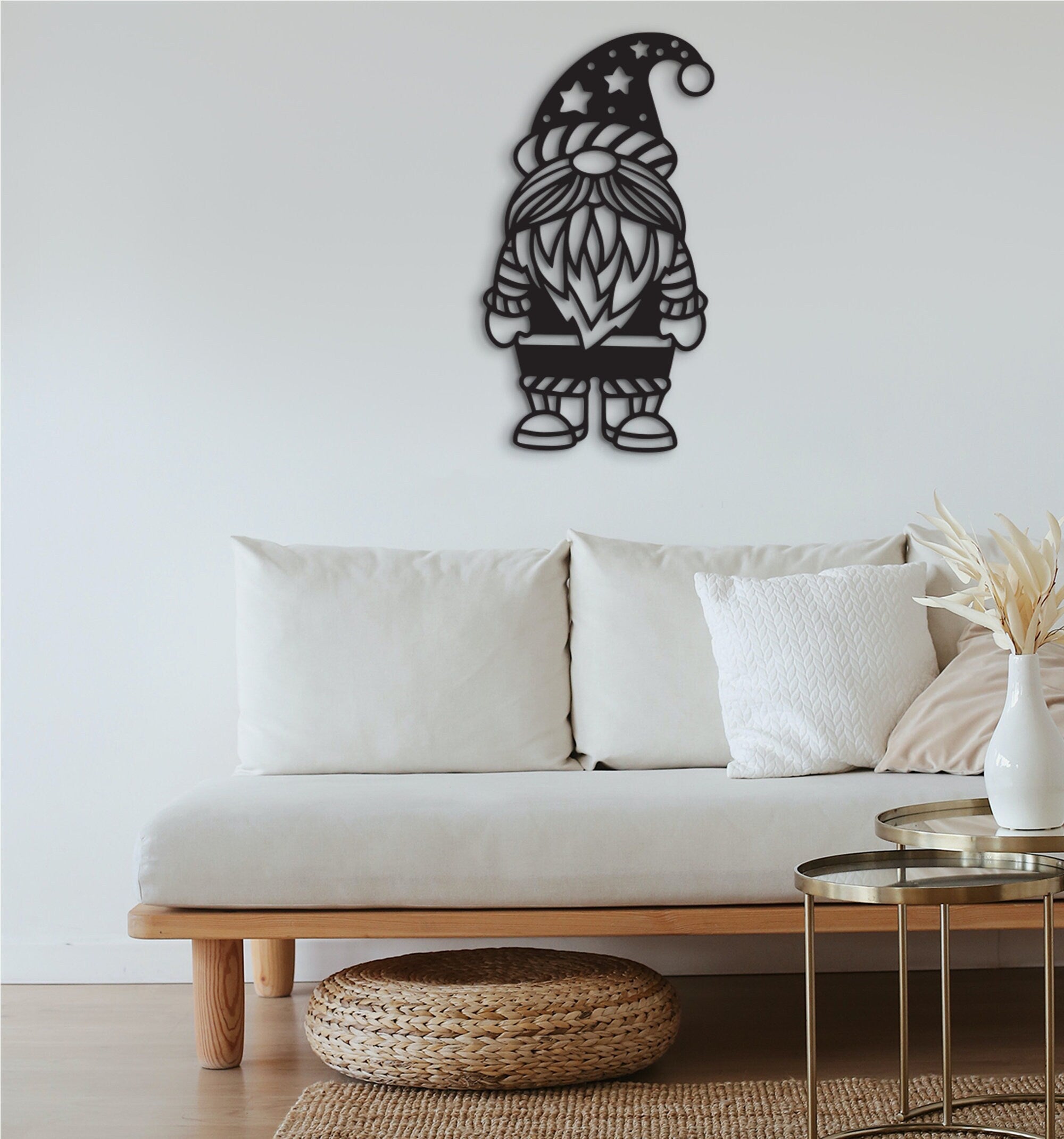 Gnomes Wood Wall Art: Geometric Laser Cut Home Decor