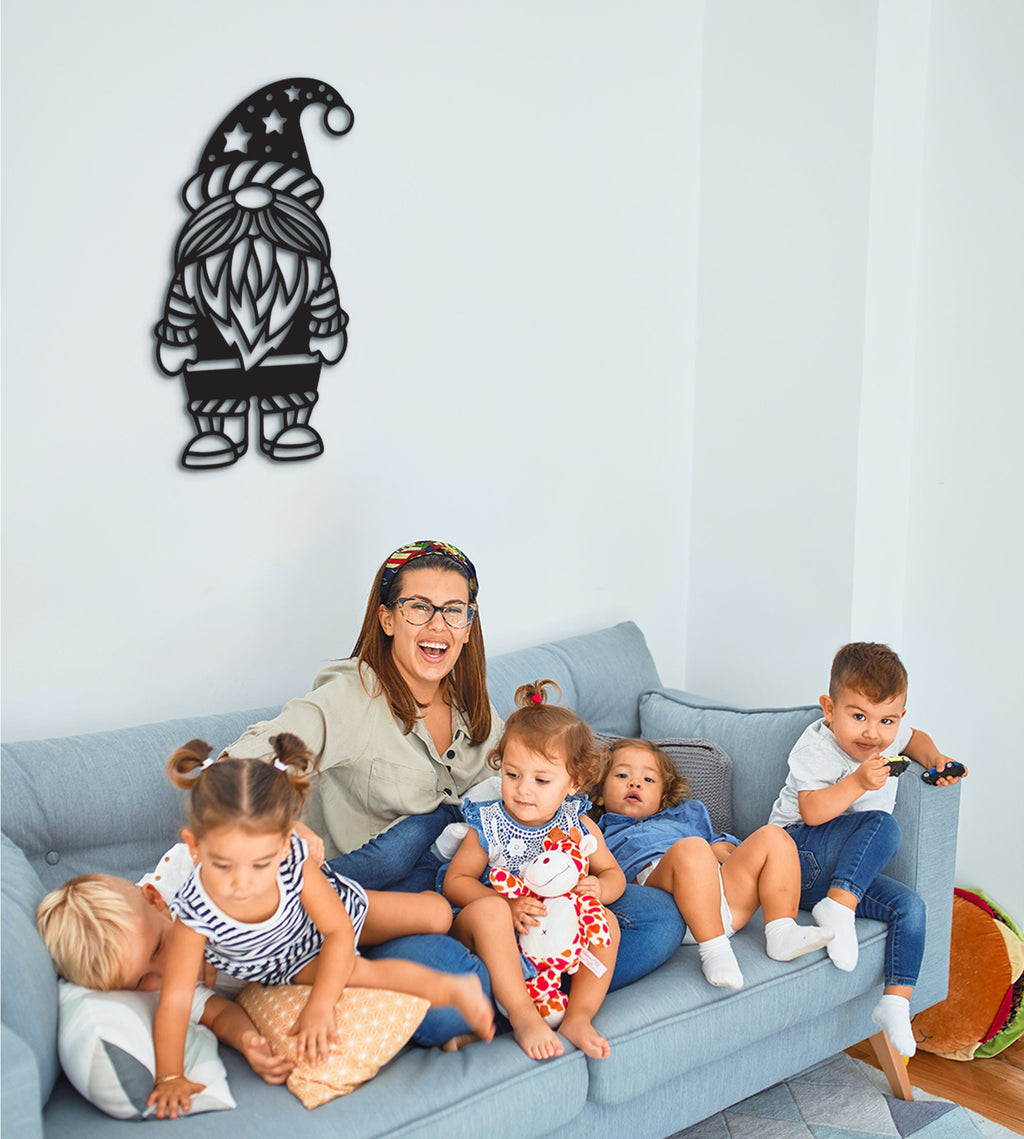 Gnomes Wood Wall Art: Geometric Laser Cut Home Decor