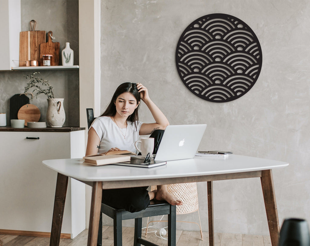 Laser Cut Wood Wave Wall Art: 3D Shadow Decor