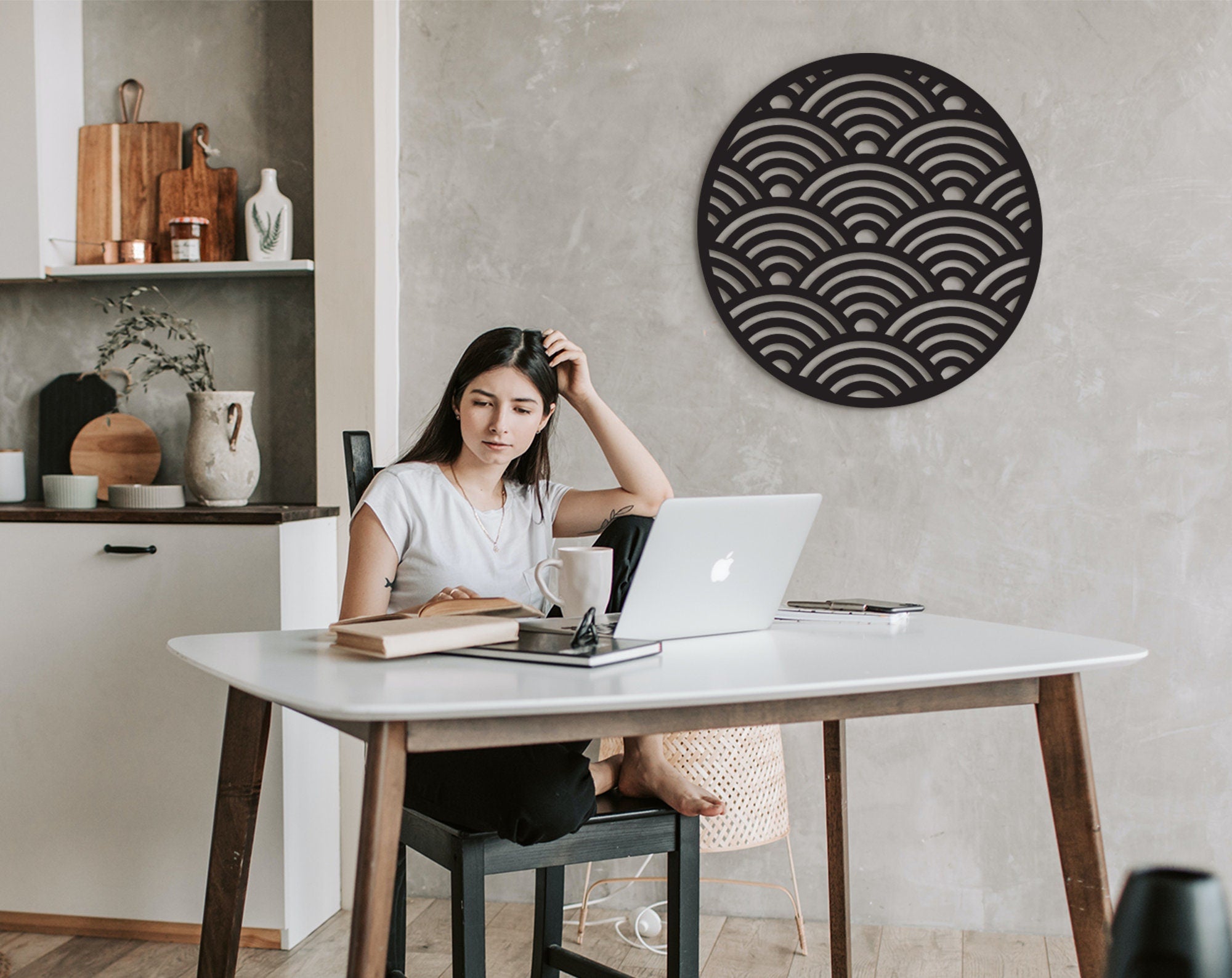 Laser Cut Wood Wave Wall Art: 3D Shadow Decor