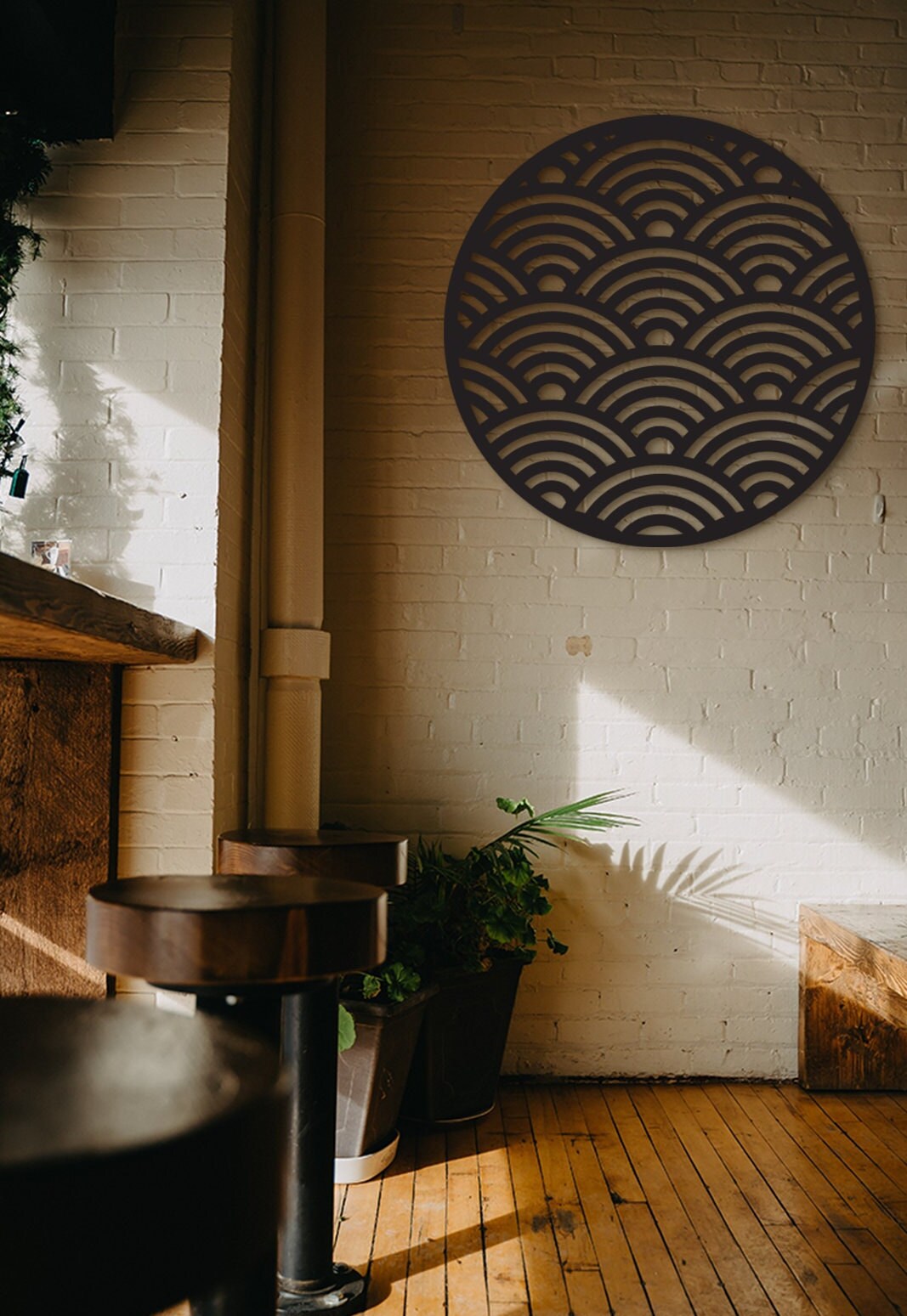 Laser Cut Wood Wave Wall Art: 3D Shadow Decor