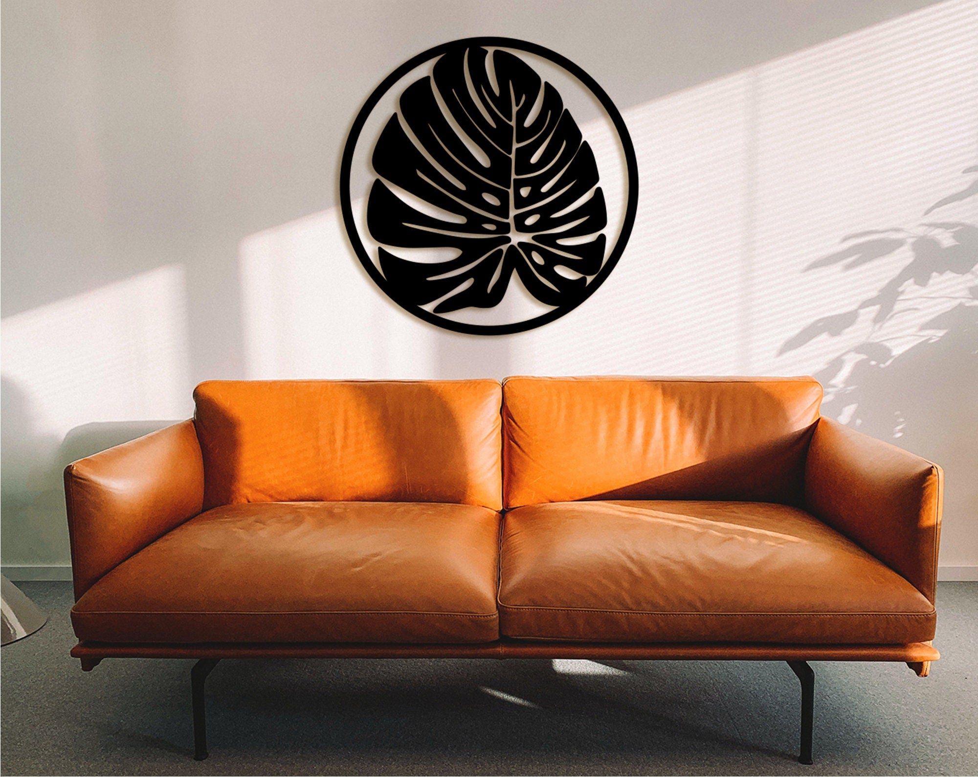 Geometric Monstera Leaf Wood Wall Art: Tropical Home Decor