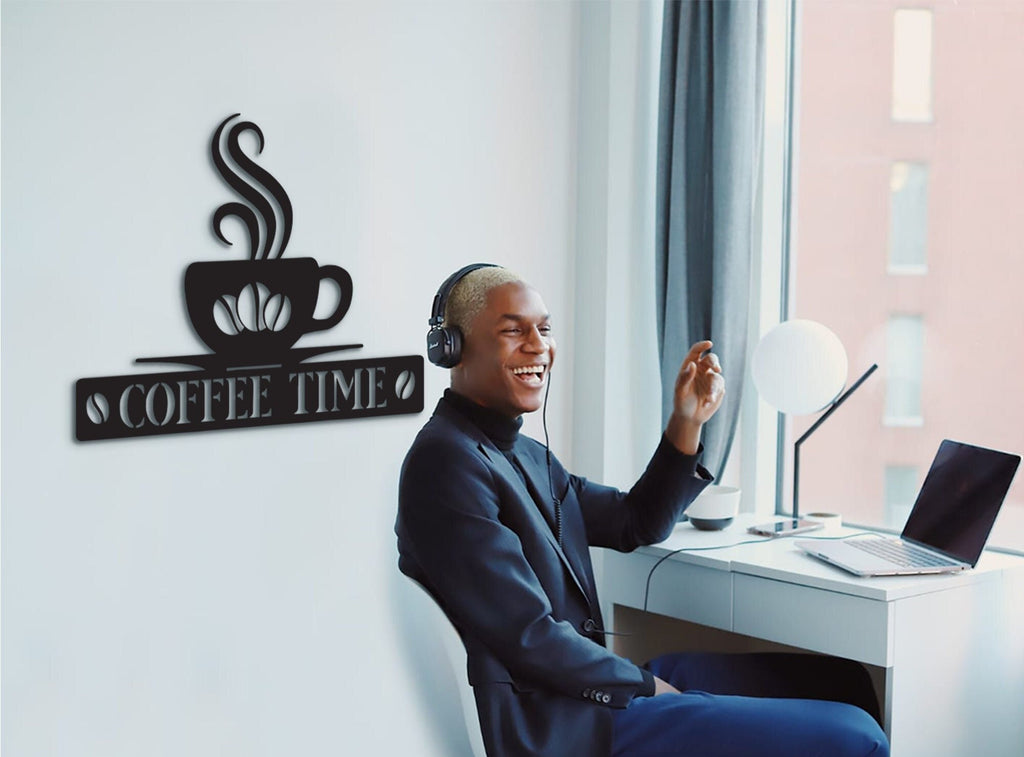 Coffee Time Wood Sign: Laser Cut Coffee Bar Decor