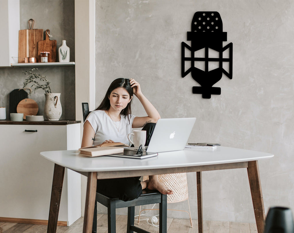 3D Microphone Wall Art: Podcast Studio Decor