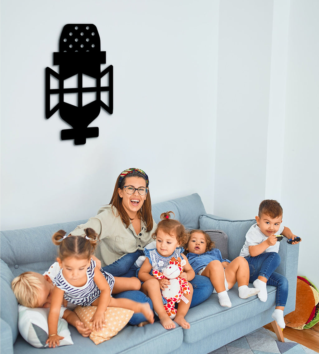 3D Microphone Wall Art: Podcast Studio Decor