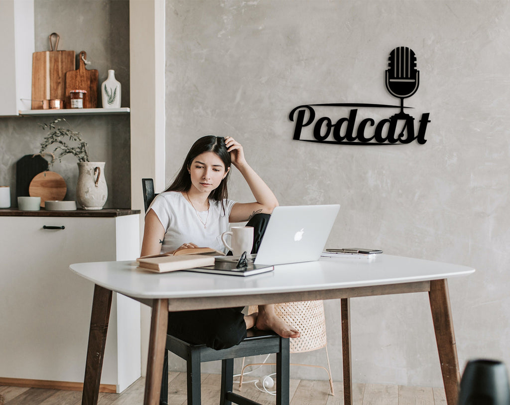 3D Podcast Wall Art: Studio Decor, Microphone Sign