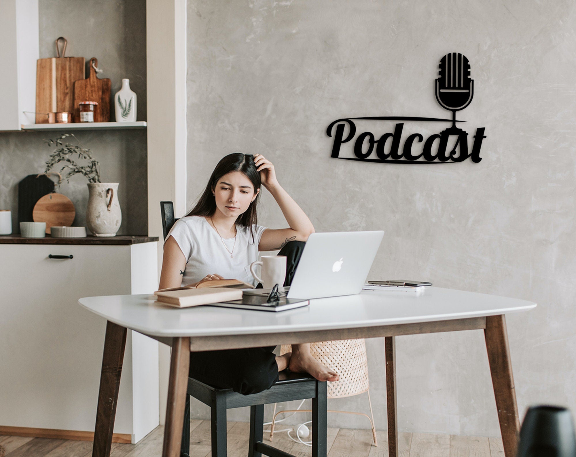 3D Podcast Wall Art: Studio Decor, Microphone Sign