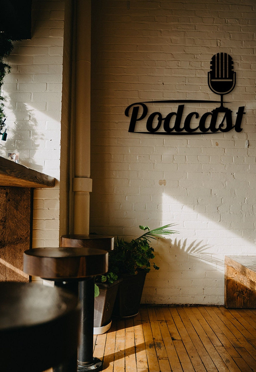 3D Podcast Wall Art: Studio Decor, Microphone Sign