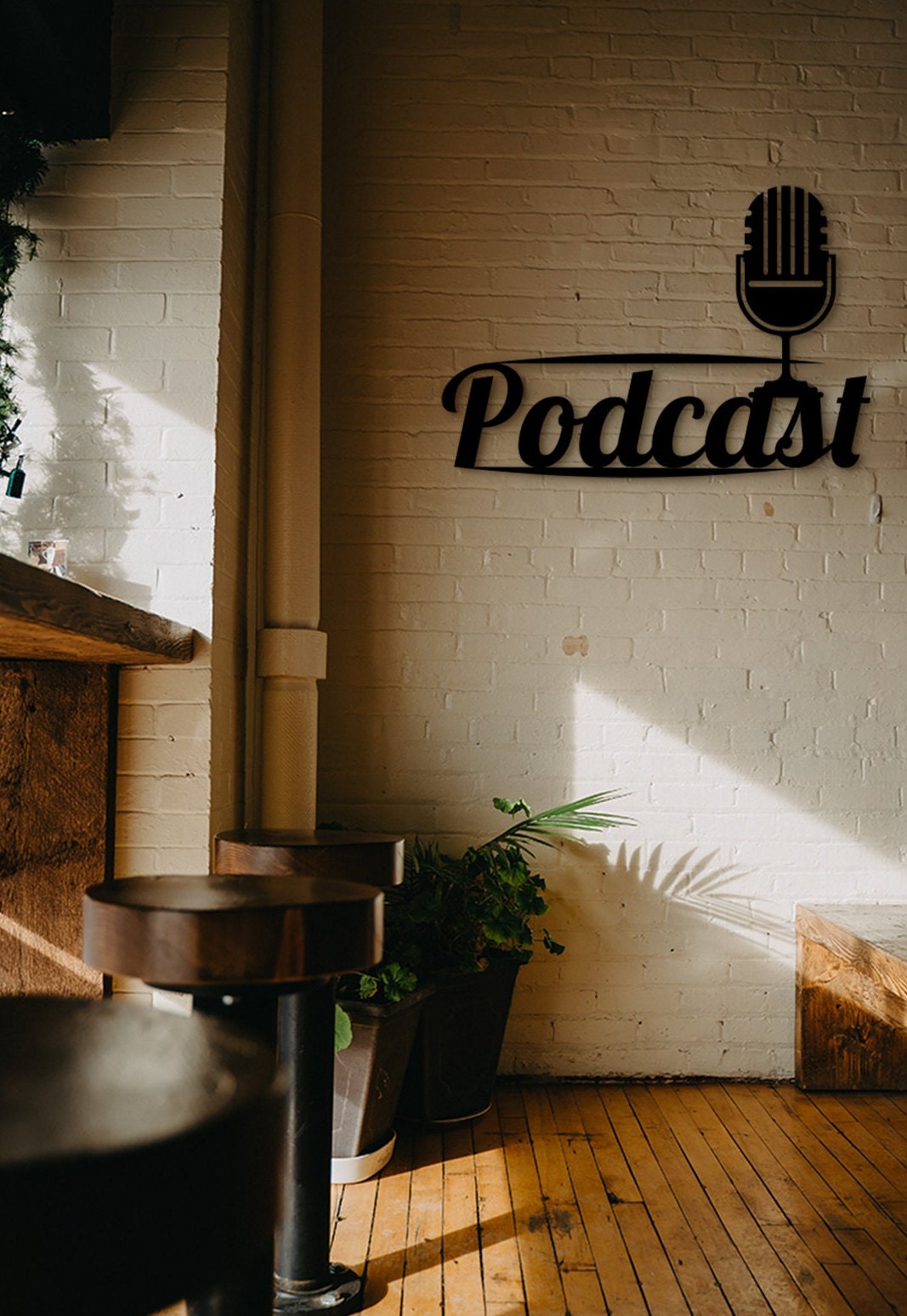 3D Podcast Wall Art: Studio Decor, Microphone Sign