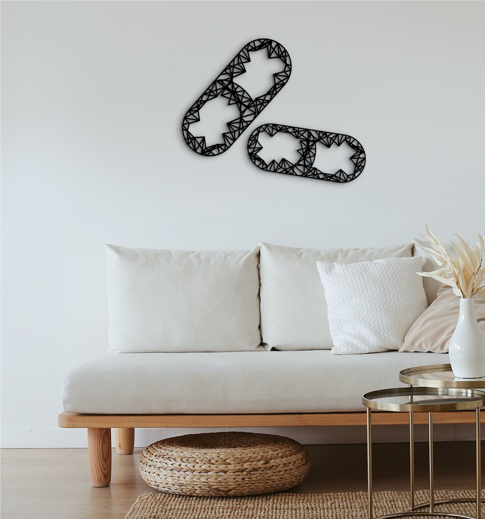 Abstract Wood Wall Art Set of 2: Modern Geometric Panels