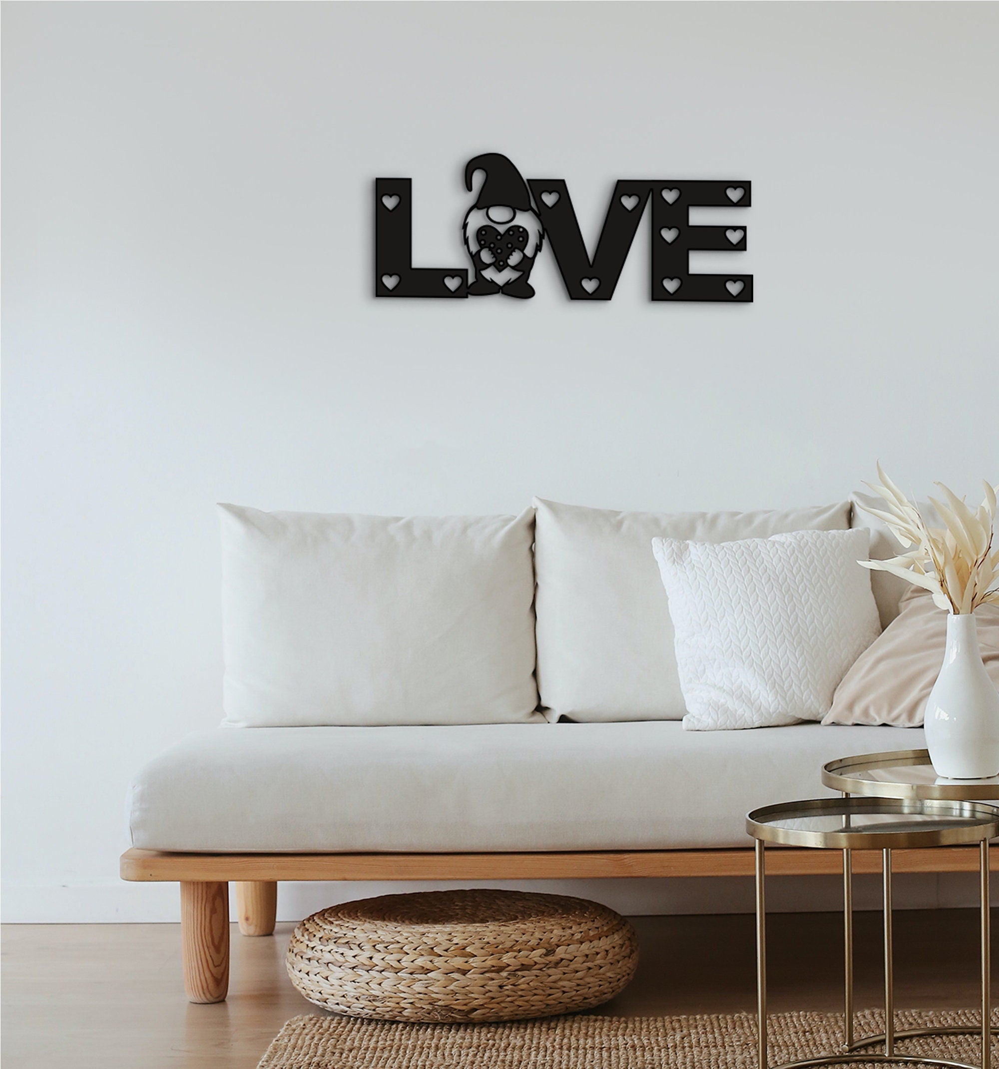 Gnome Valentine Wood Wall Decor: Geometric Sculpture, Home Gift