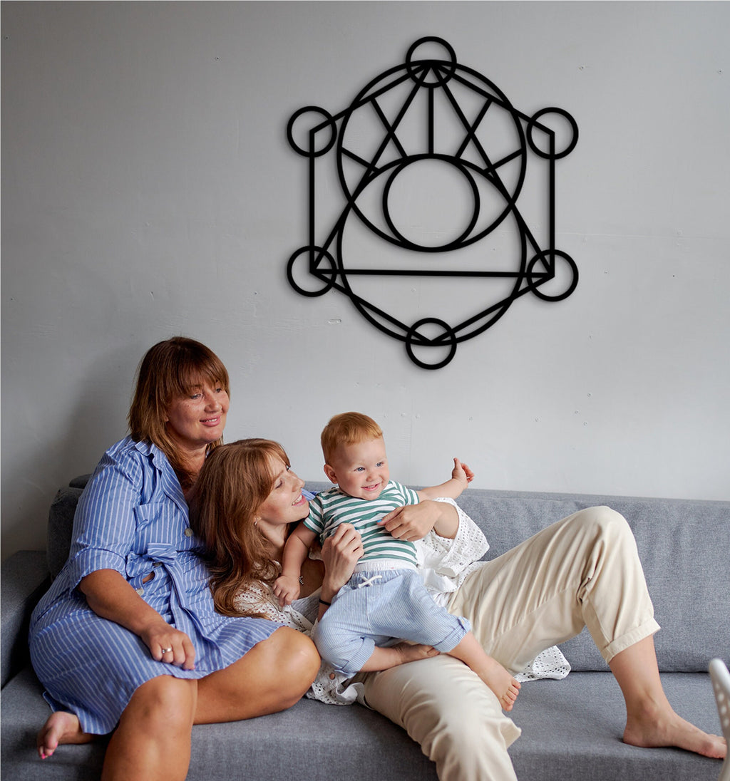 Metatron's Cube Wood Art: Sacred Geometry Wall Decor