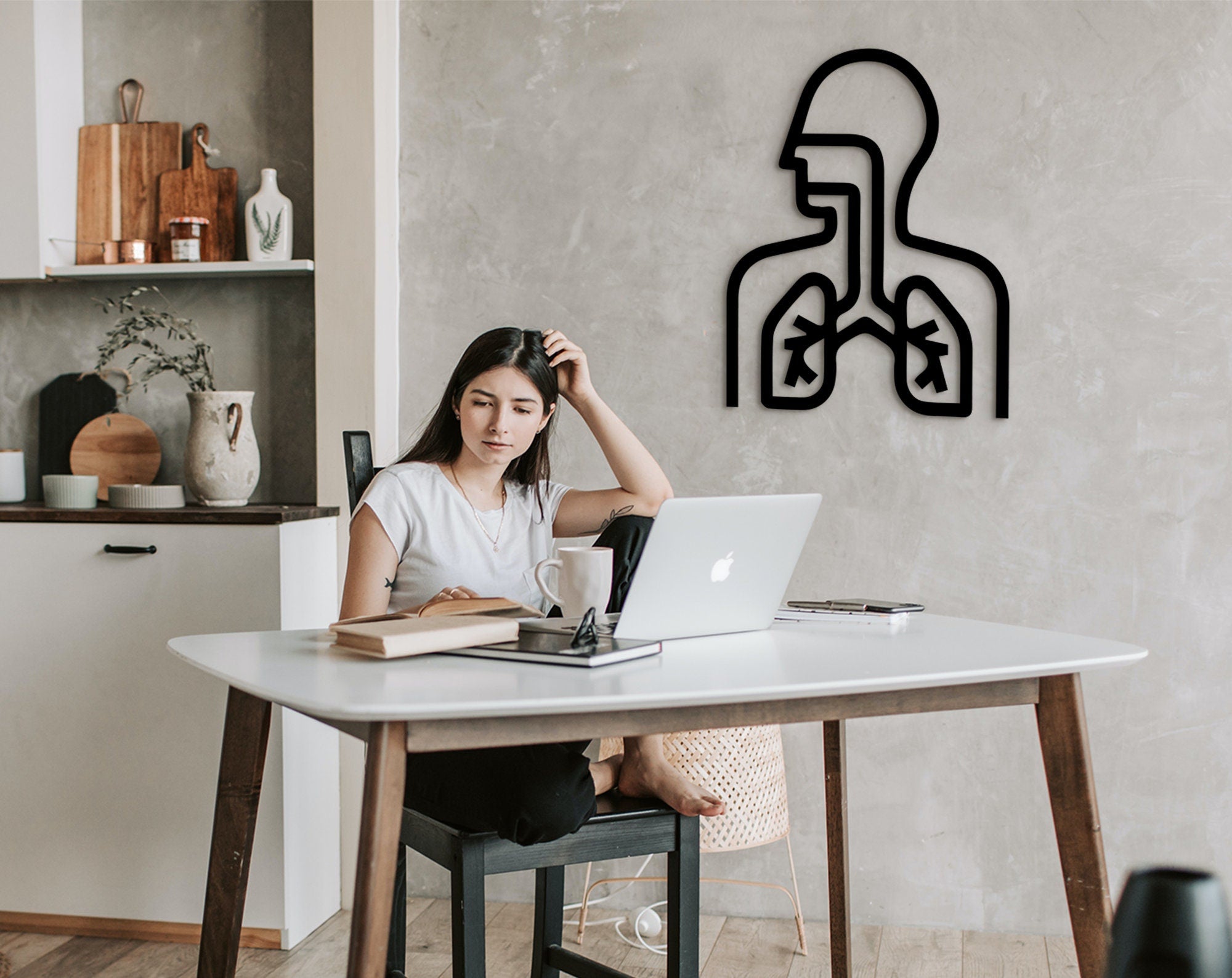 Pulmonology Art: 3D Shadow Lungs Wood Wall Decor