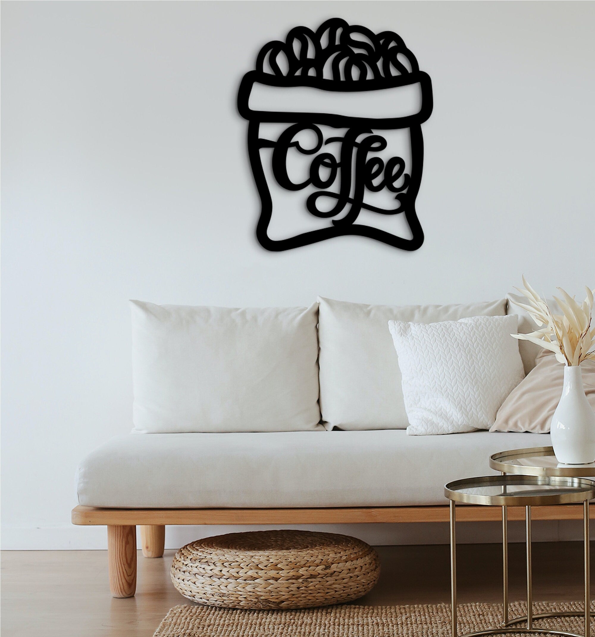 3D Coffee Beans Wood Sign: Rustic Farmhouse Wall Decor