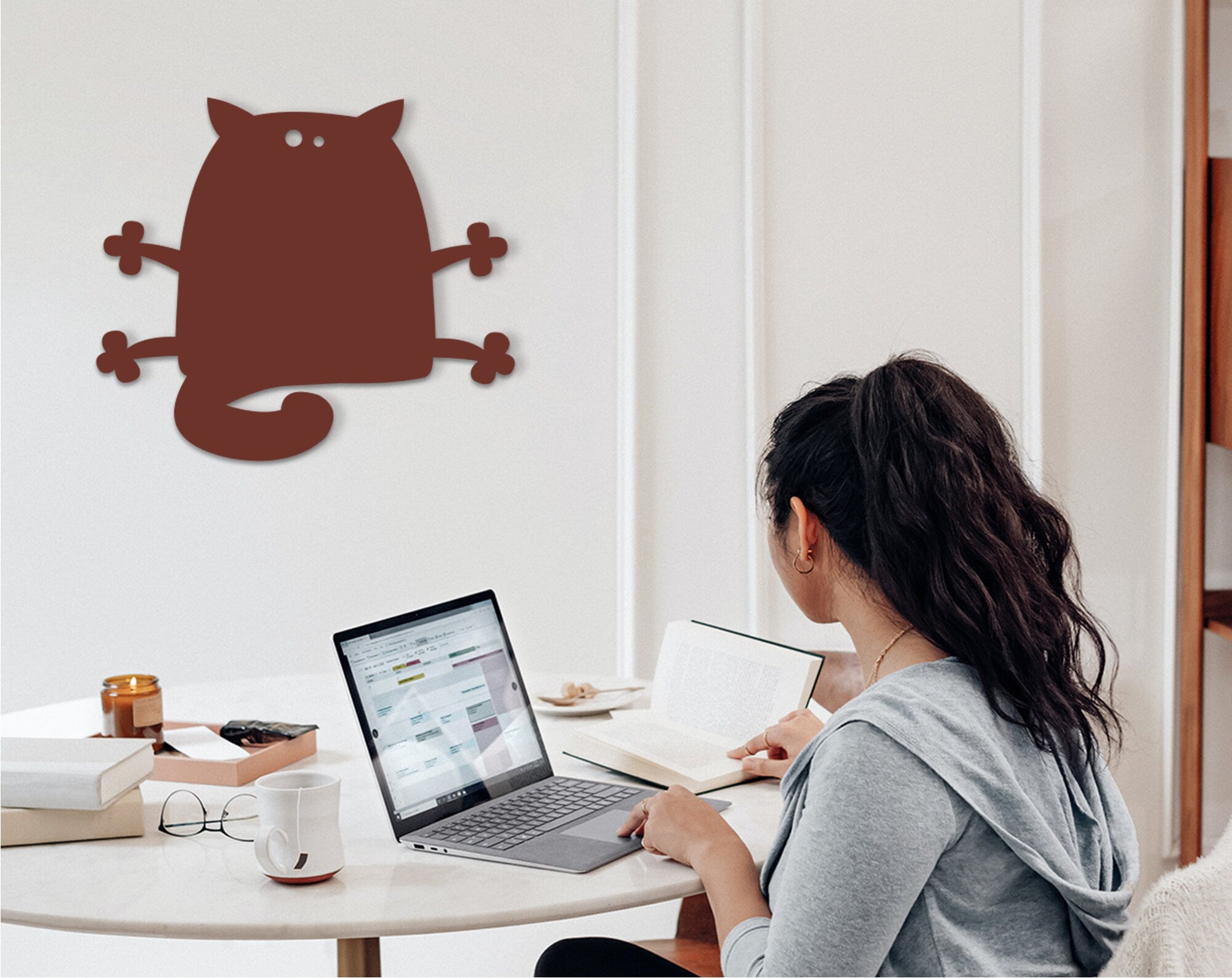 Geometric Grumpy Cat Wall Art: Laser Cut Wooden Decor