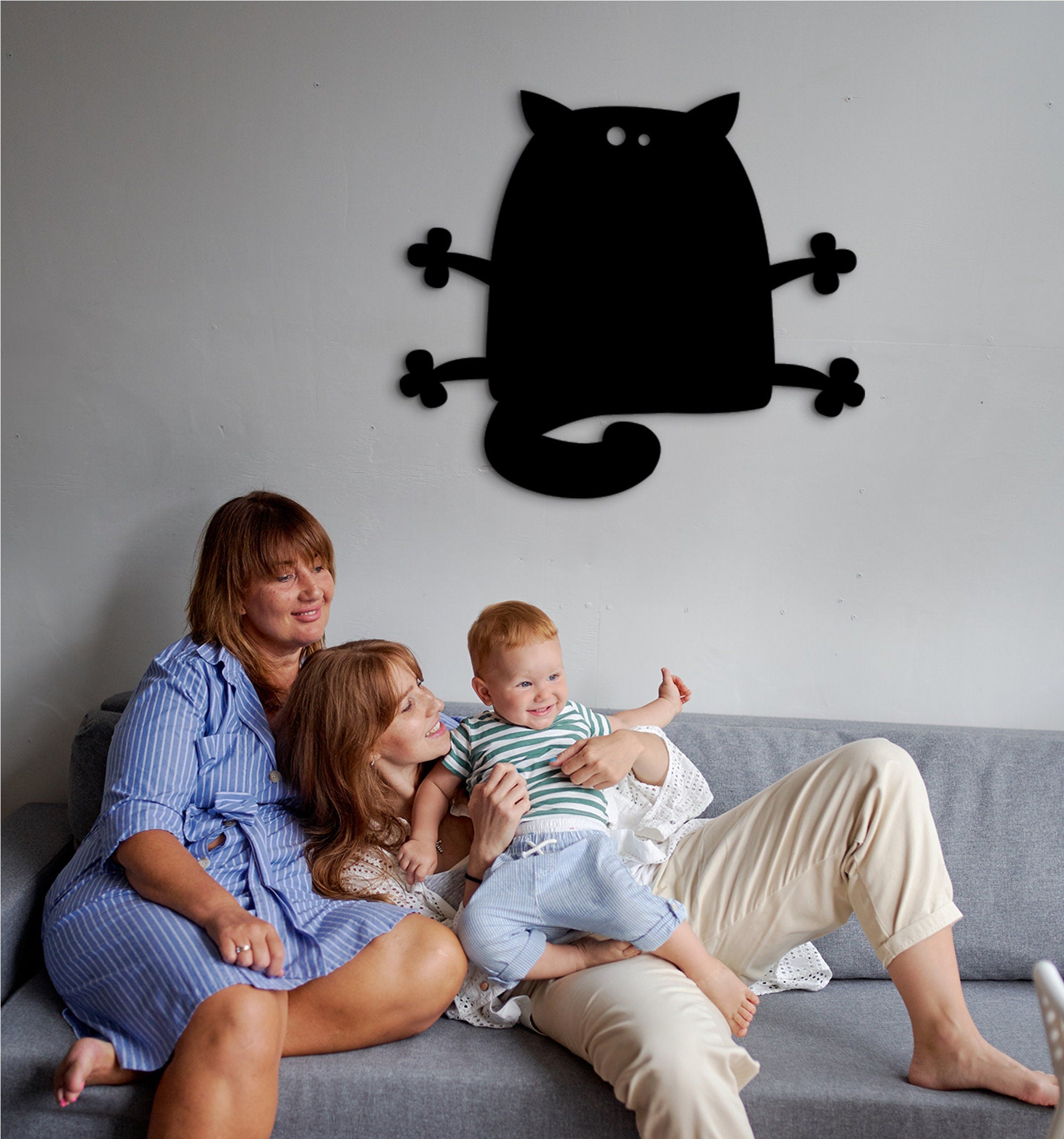 Geometric Grumpy Cat Wall Art: Laser Cut Wooden Decor