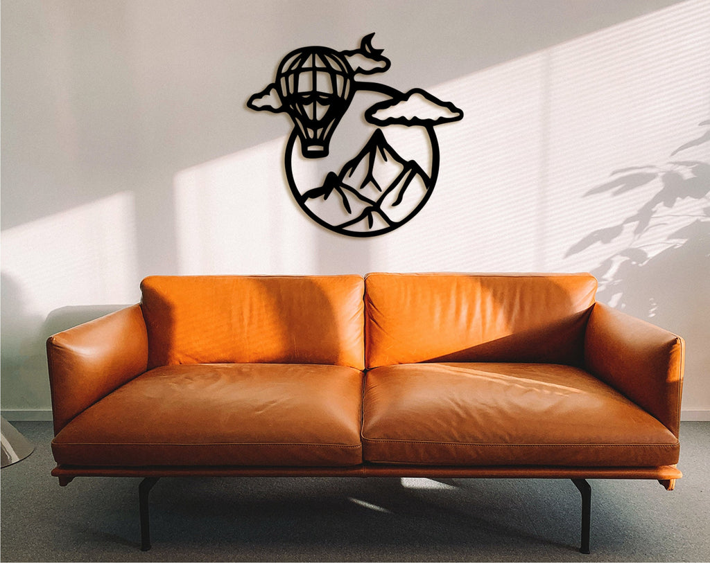Wooden Hot Air Balloon Wall Decor: 3D Shadow Art