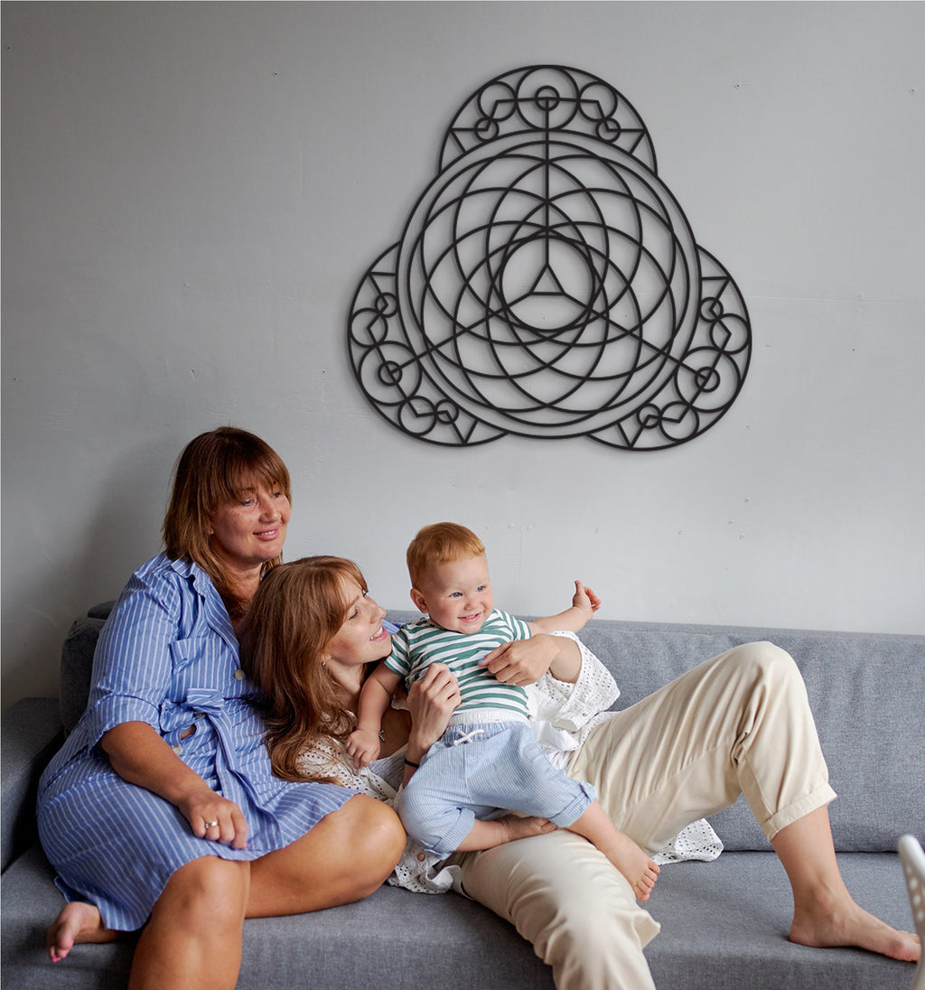 Metatron's Cube Wood Wall Decor: Geometric Symbol Art