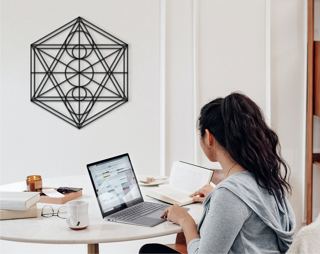 Metatron's Cube Wood Wall Decor: Sacred Geometry Art