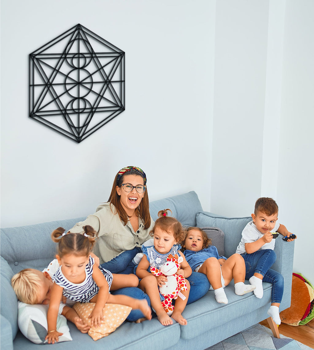 Metatron's Cube Wood Wall Decor: Sacred Geometry Art