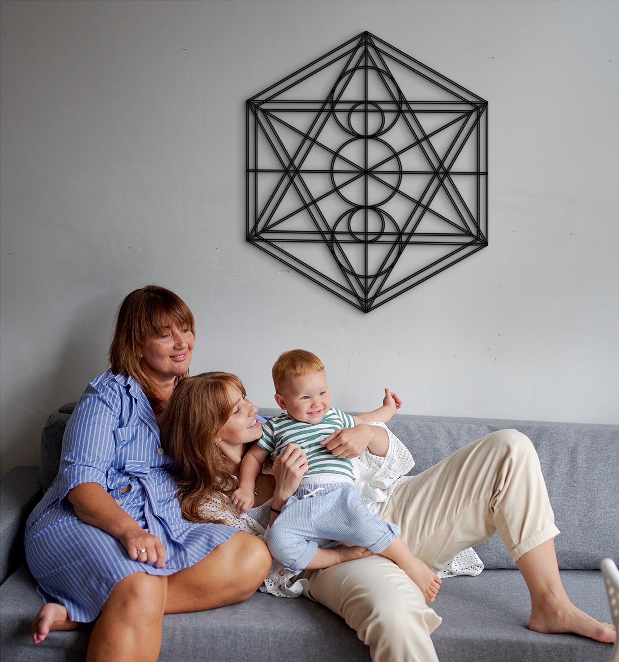 Metatron's Cube Wood Wall Decor: Sacred Geometry Art