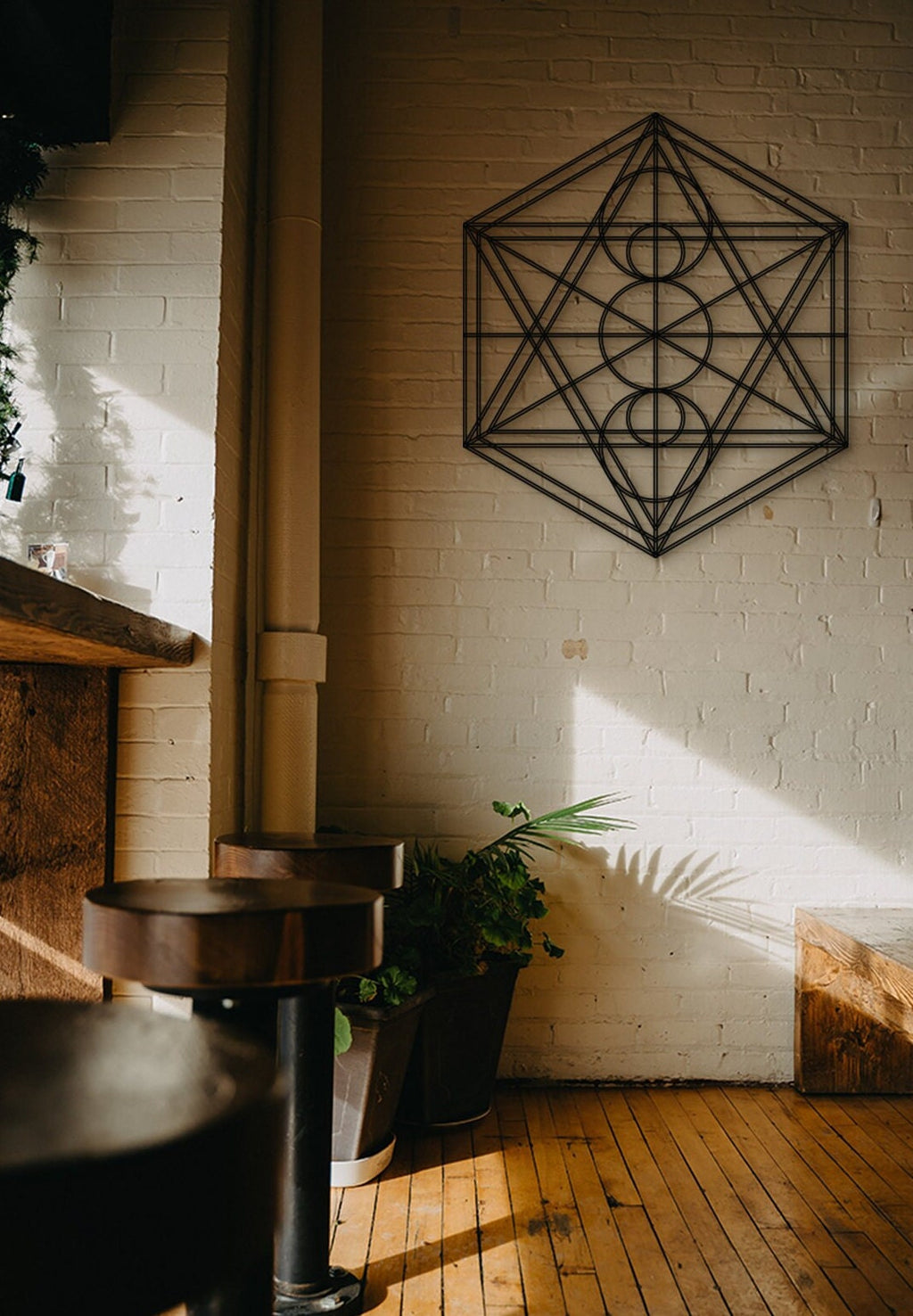 Metatron's Cube Wood Wall Decor: Sacred Geometry Art