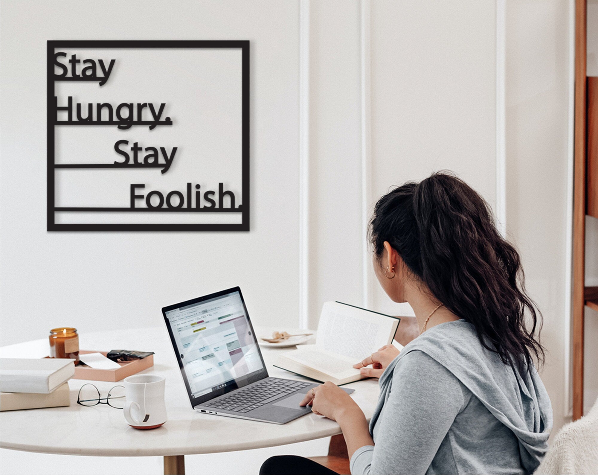 Stay Hungry Stay Foolish Wood Wall Decor: Motivational Office Art
